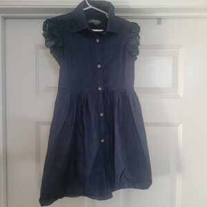 A.T.U.N All Things Nice Girls Size 6-7  Girls Dark t Blue Cotton Dress